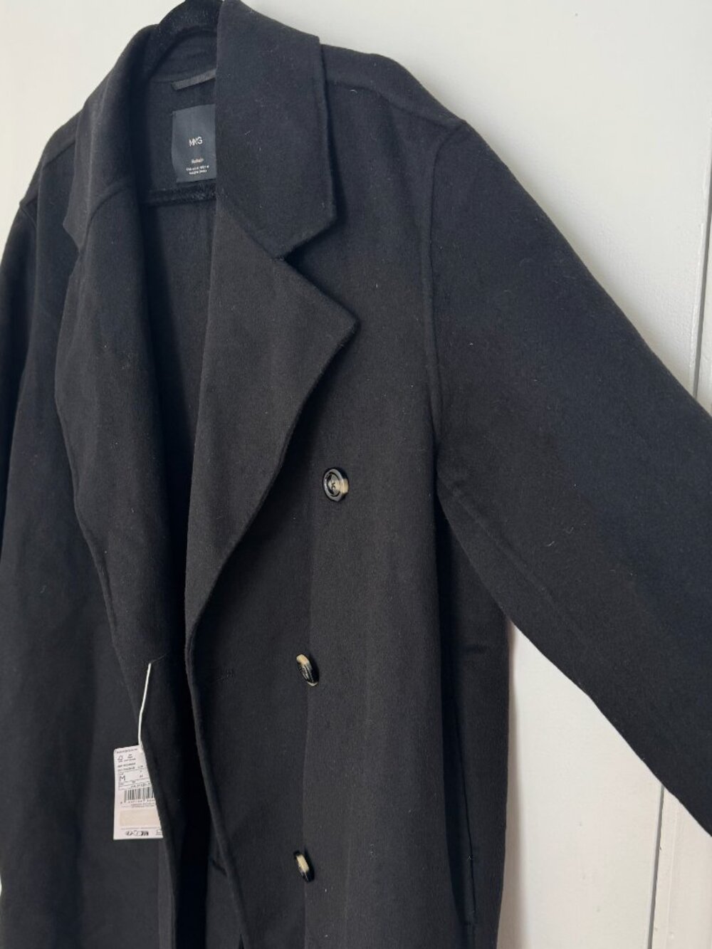 Mango Handmade Oversized Wool Coat - Black NWT M - Picture 4 of 5